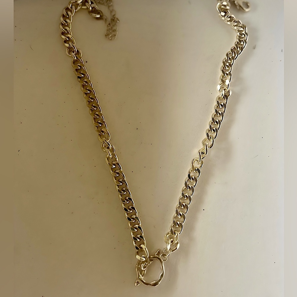 Nwot Gold Tone Cuban Link Chain Toggle Chunky Statement Choker Necklace 90s